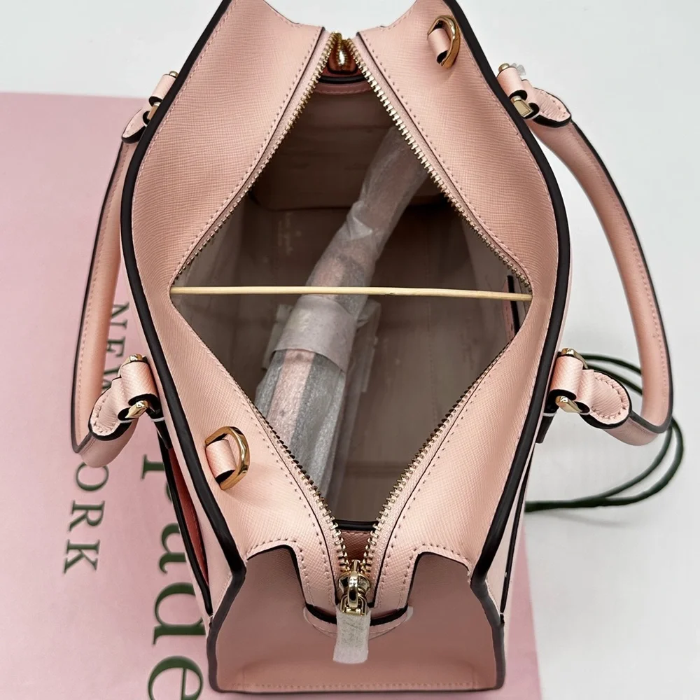 Kate Spade Madison Printed Medium Satchel Bag Conch Pink - Picture 9 of 13